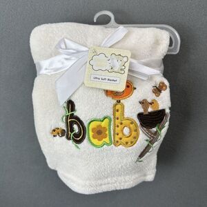 Baby Shower Gift New Baby Blanket w/ Birds & Bird Nest Appliqué 30" X 40"